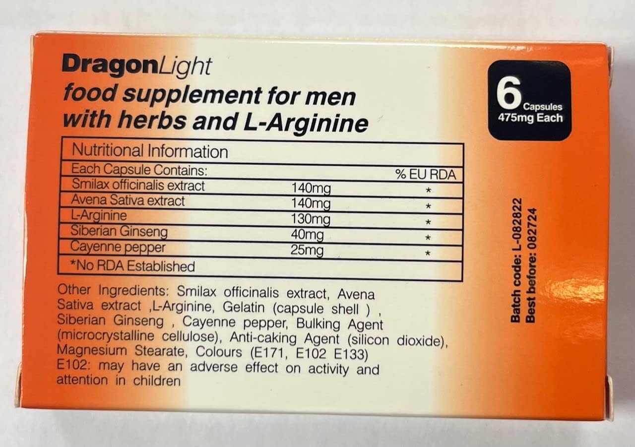 DragonLight Herbal Male Enhancement Capsules 475mg x 12