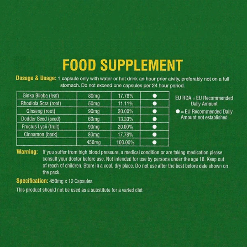 Dragon Strong Male Tonic Enhancer Capsules 450mg x 6