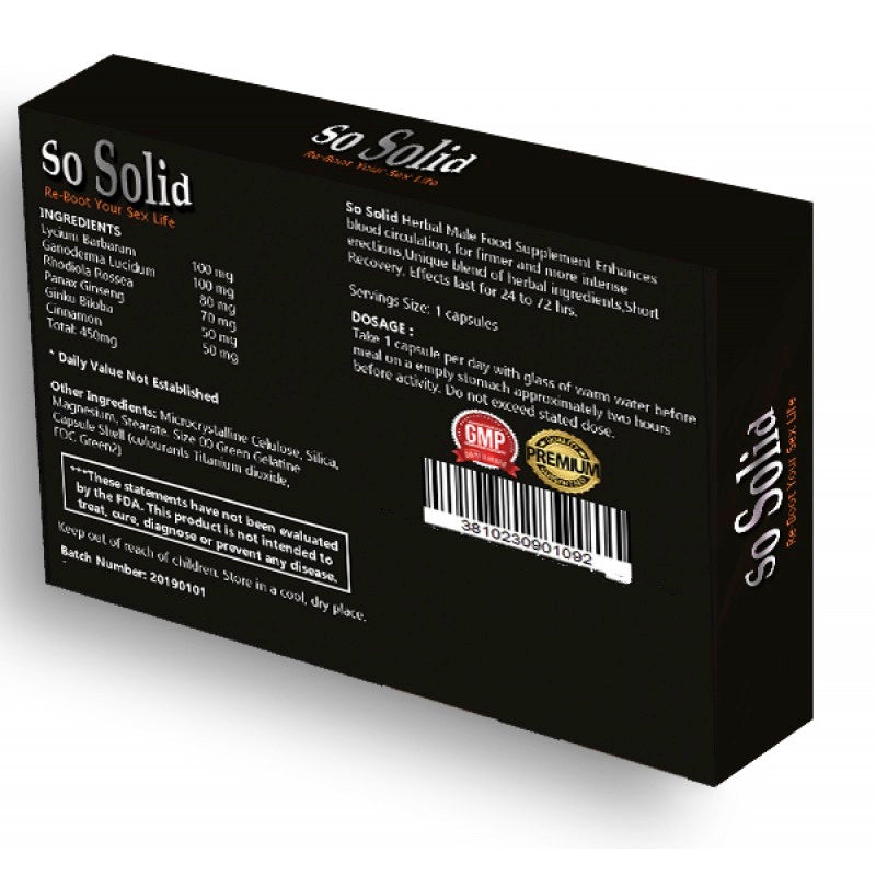So Solid Herbal Male Virility Capsules 450mg x 6